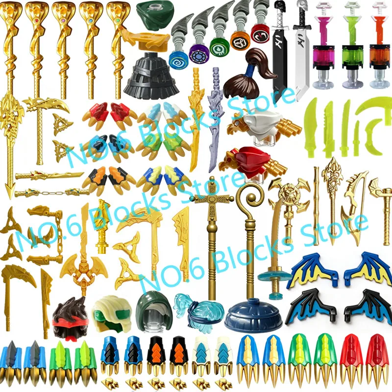 MOC Anime Cartoon Building Blocks Figures Accessories Dragon Claws Cloaks Wings Armor Swords Assemble Mini Bricks Toys Gifts S17