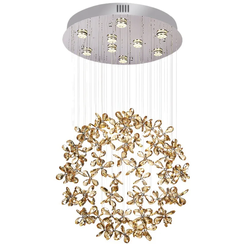 

New, light luxury, crystal, chandelier, atmosphere, living room, main lamp, villa