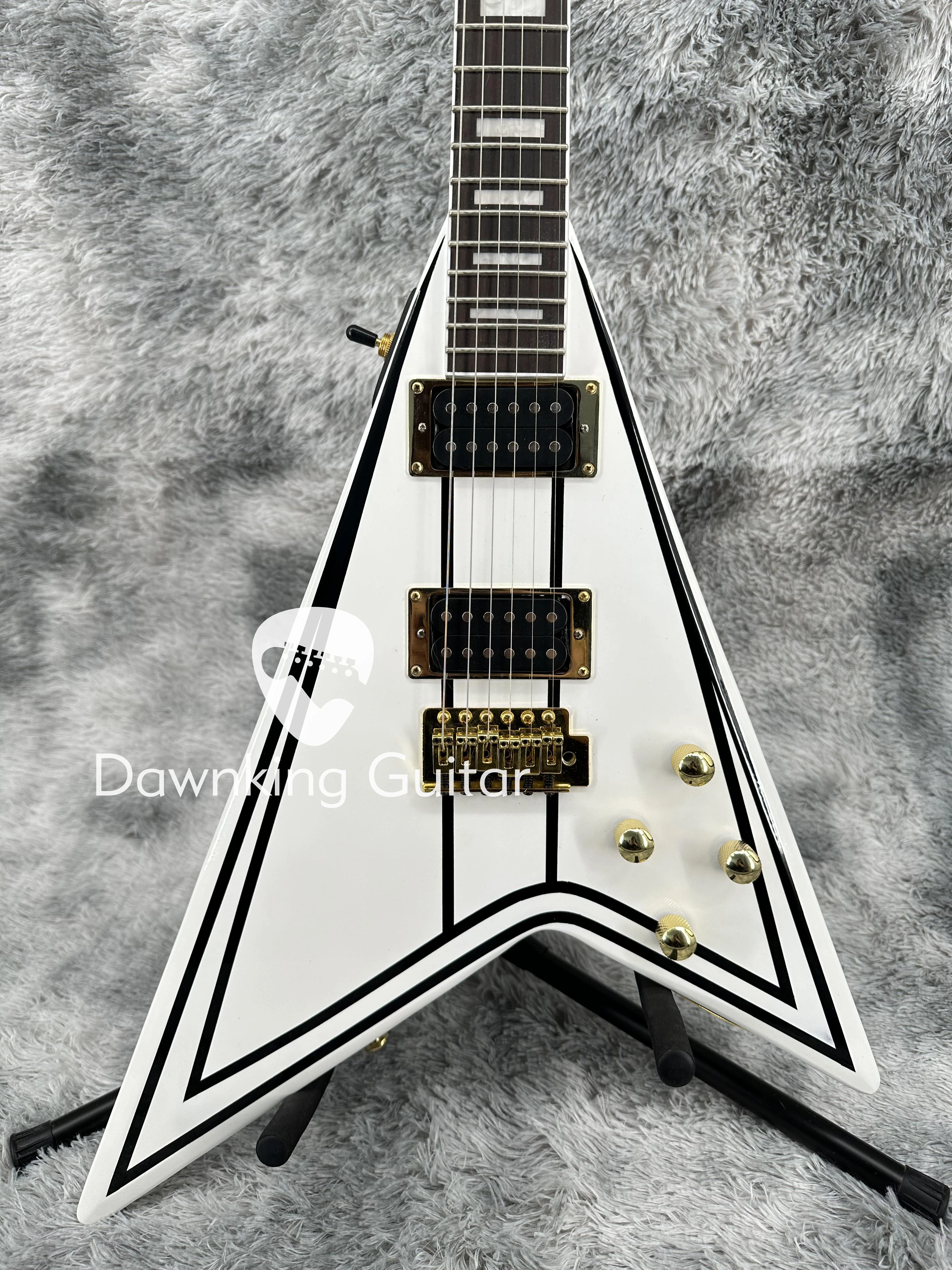 New factory customized electric guitar, Randy Rhoads V Flying White spot free shipping