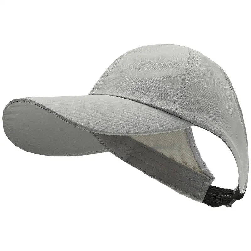 Summer New Ponytail Quick-Drying Sunscreen Hat Fisherman Hat Women Shade Cap Uv Protection Soft Top Hat