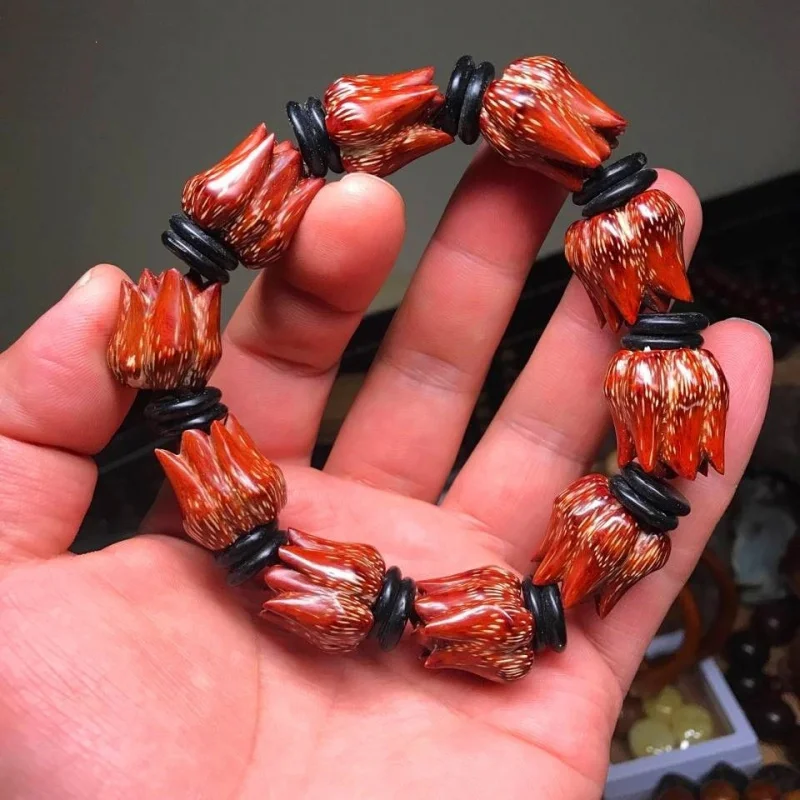 

Authentic Blood-Dripping Lotus Bead for Men and Women, Couple's , Bodhi Seed Bracelet
