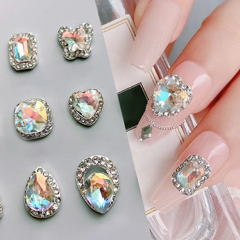 1Bag 3D Nail Rhinestone Colorful Fat Square Love Butterfly Metal Nail Decoration Sparkling Decoration Accessories Nail Supplies