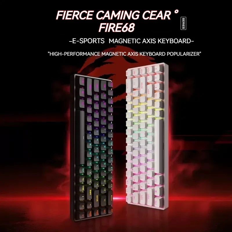 New Finerce Caming Cear Fire68 E-Sports Magnetic Axis Keyboard 68 Key Layout Low Latency Full Key Hot Swappable Gaming Keyboards