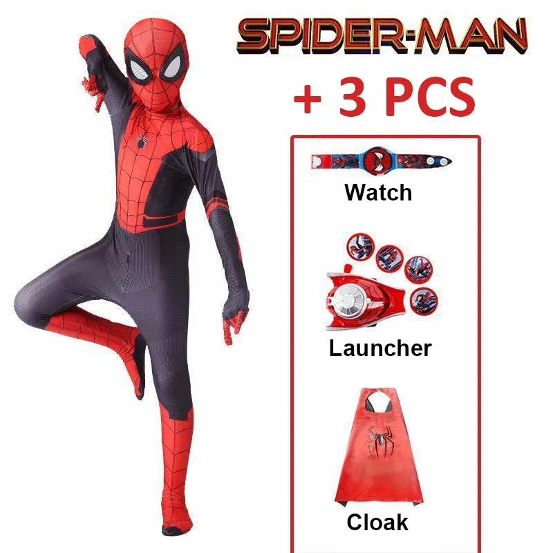 New Miles Morales Far From Home Cosplay Costume Zentai Spiderman Costume Superhero Bodysuit Spandex Suit for Kids Custom Made