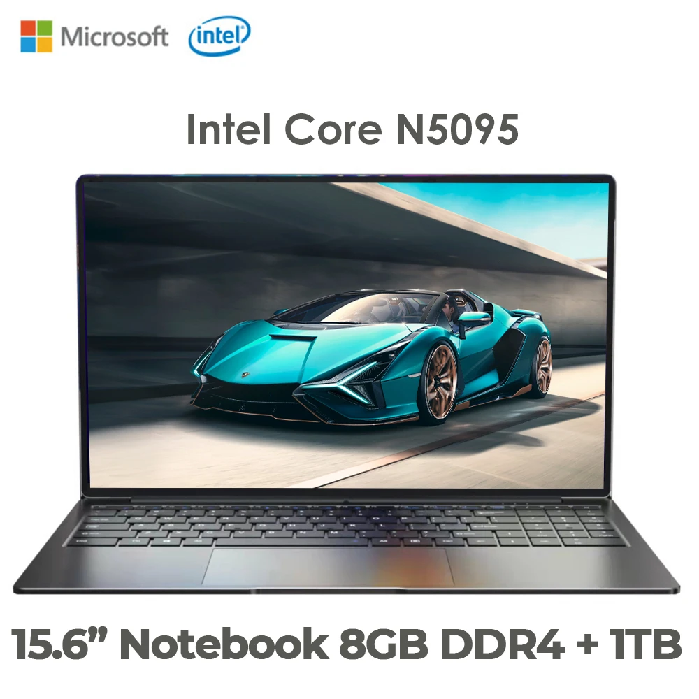 Ordenador portátil de 15,6 pulgadas, N5095 Laptop con procesador Intel Core, CPU, 8GB, DDR4, 1TB, SSD, Windows 10, Notebook, teclado Bakclit