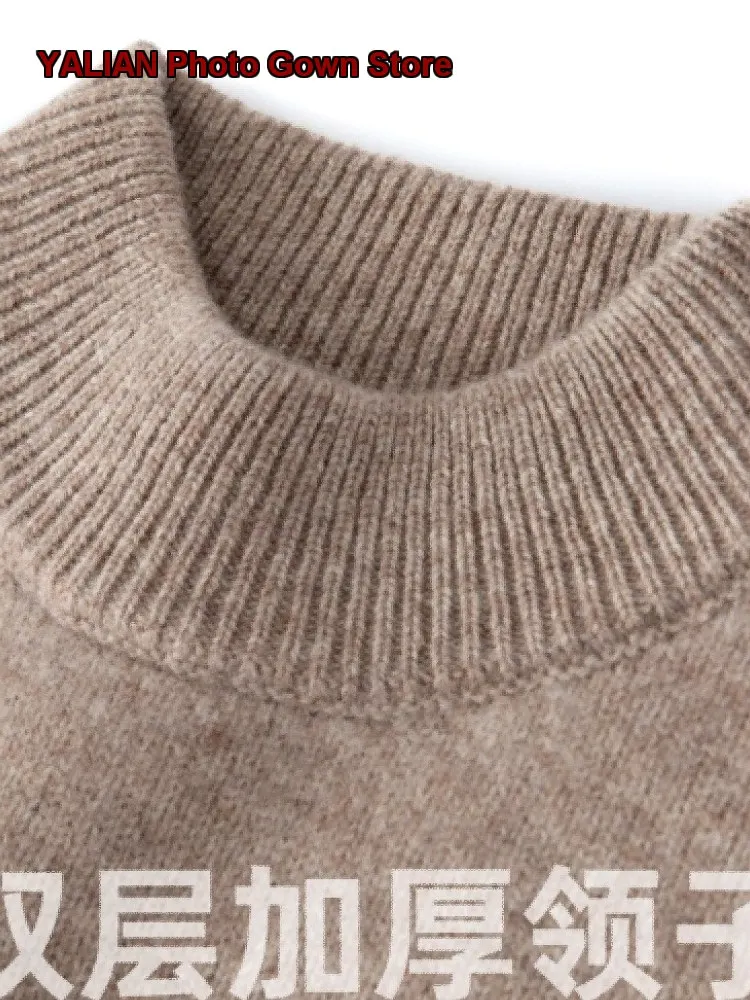 Boys Girls Half Turtleneck Cashmere Sweater Toddler Kids Thickened High Neck Older Kids