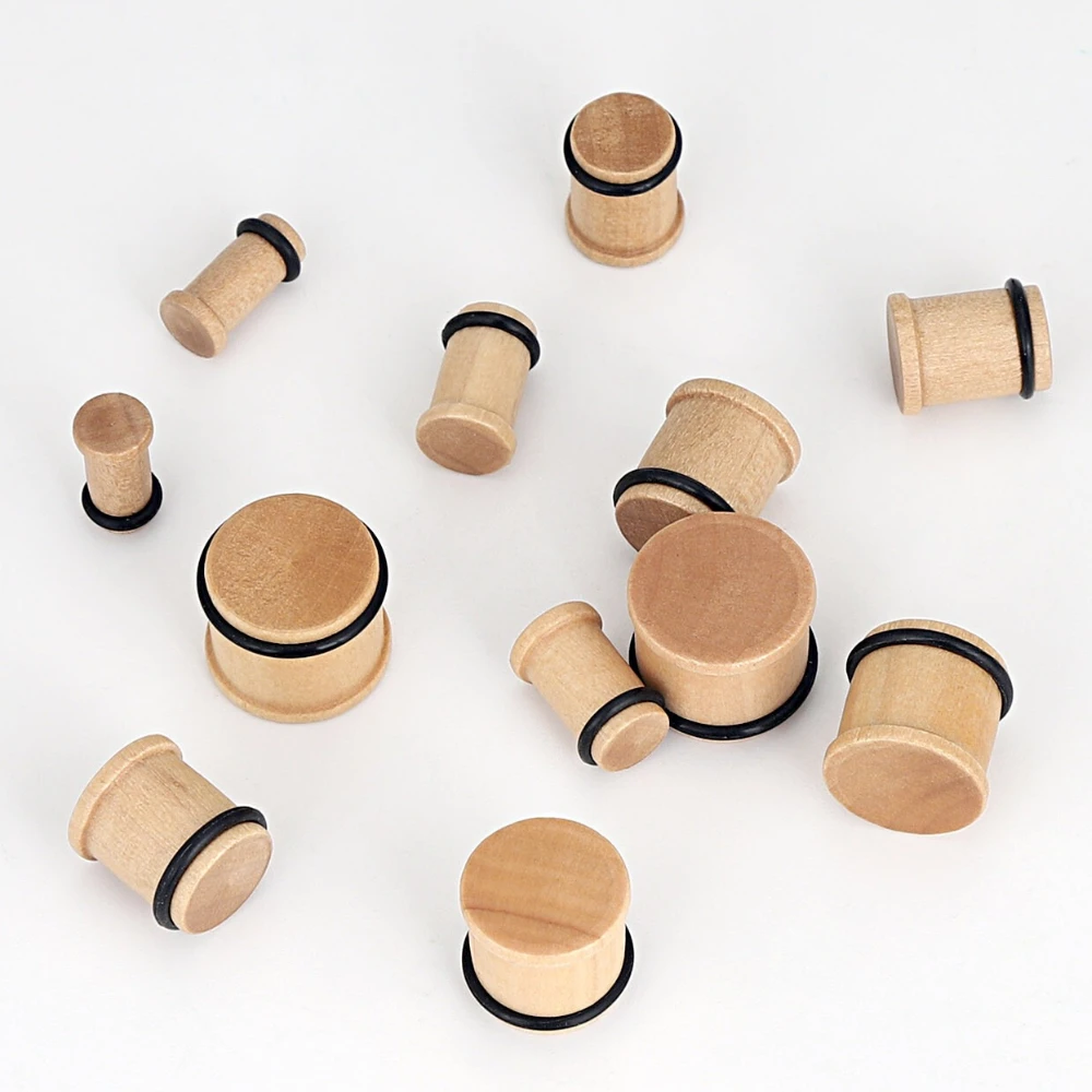 2PCS Holz Ohrstöpsel Naturholz Sattel Ohr Messgeräte Single Flared Ohr Expander 2G-5/8" – Detail 7