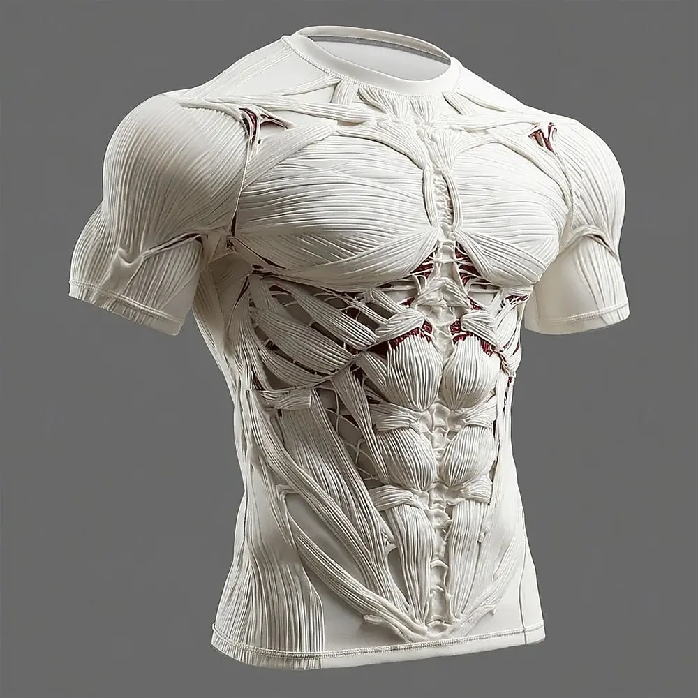 T-shirt Homme 3D Stéréoscopique Effet Musculaire Horrifique pour le Sport, Respirant et Séchage Rapi