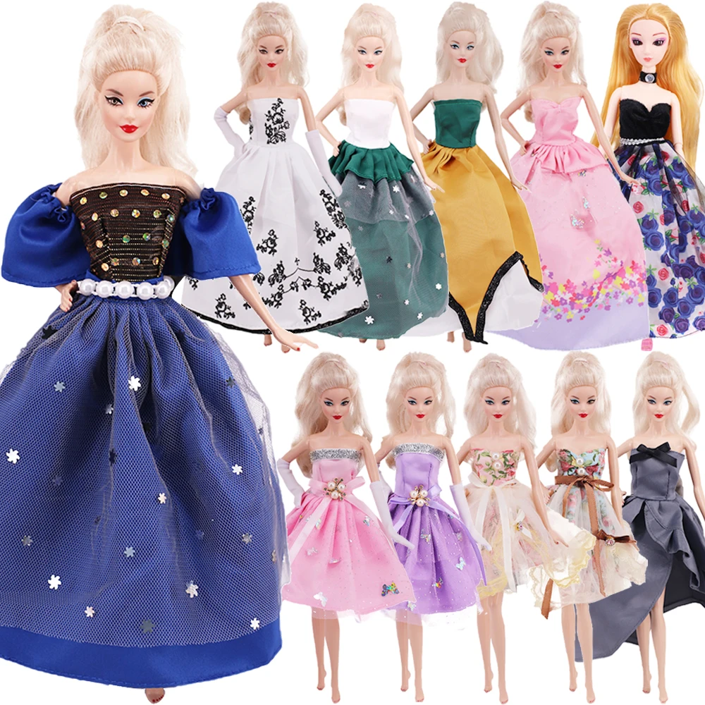 Doll Clothes Bow Banquet Party Dress Embroidery Tulle Evening Dress Fashion Suit For Barbiees&BJD Doll Accessories Girl Toy Gift