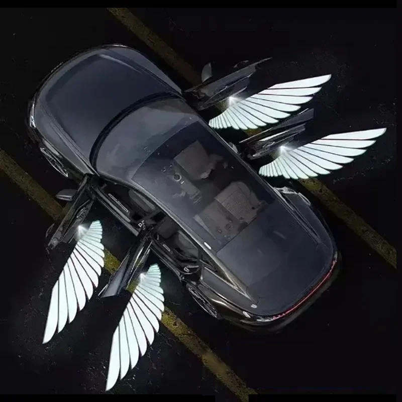 2Pcs Car Angel Wings Wireless Car Door Welcome Courtesy Shadow Projector Lamp LED HD Logo Light Cars Accessories image 6