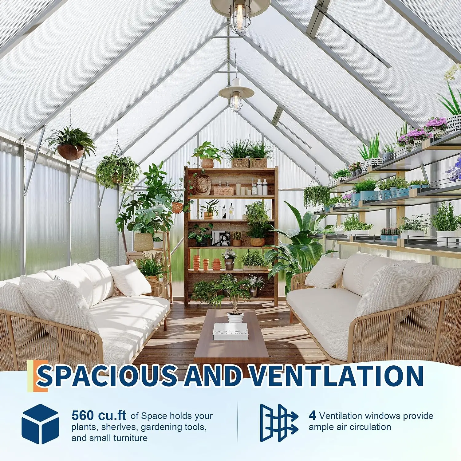 8'X12' Aluminum-Framed Polycarbonate Greenhouse, Heavy Duty Green House