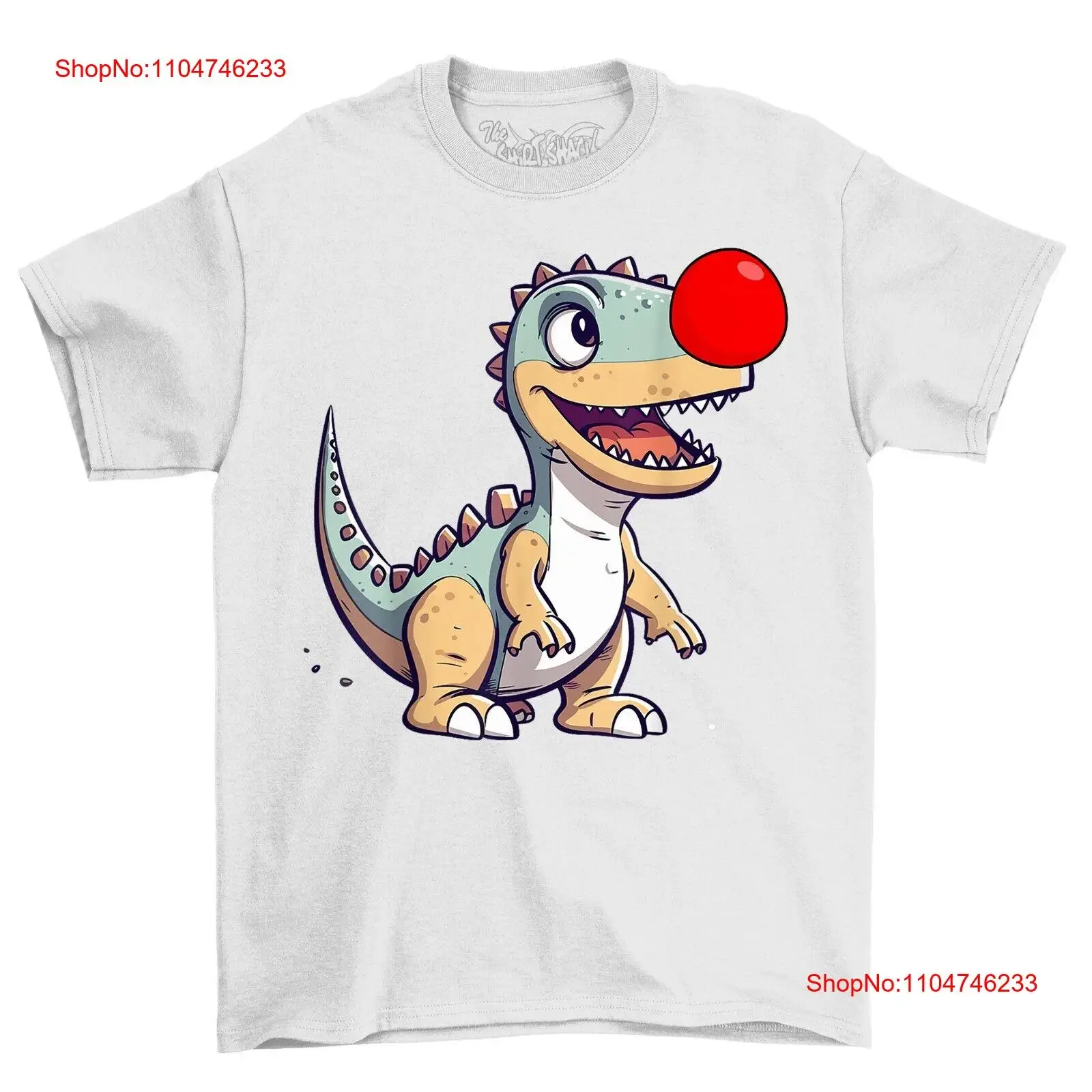 

Cute Dinosaur Red Nose Novelty Funny T Shirt Adults Kids Comedy vintage Washed Versatile Soft Stretched Comfortable graphic
