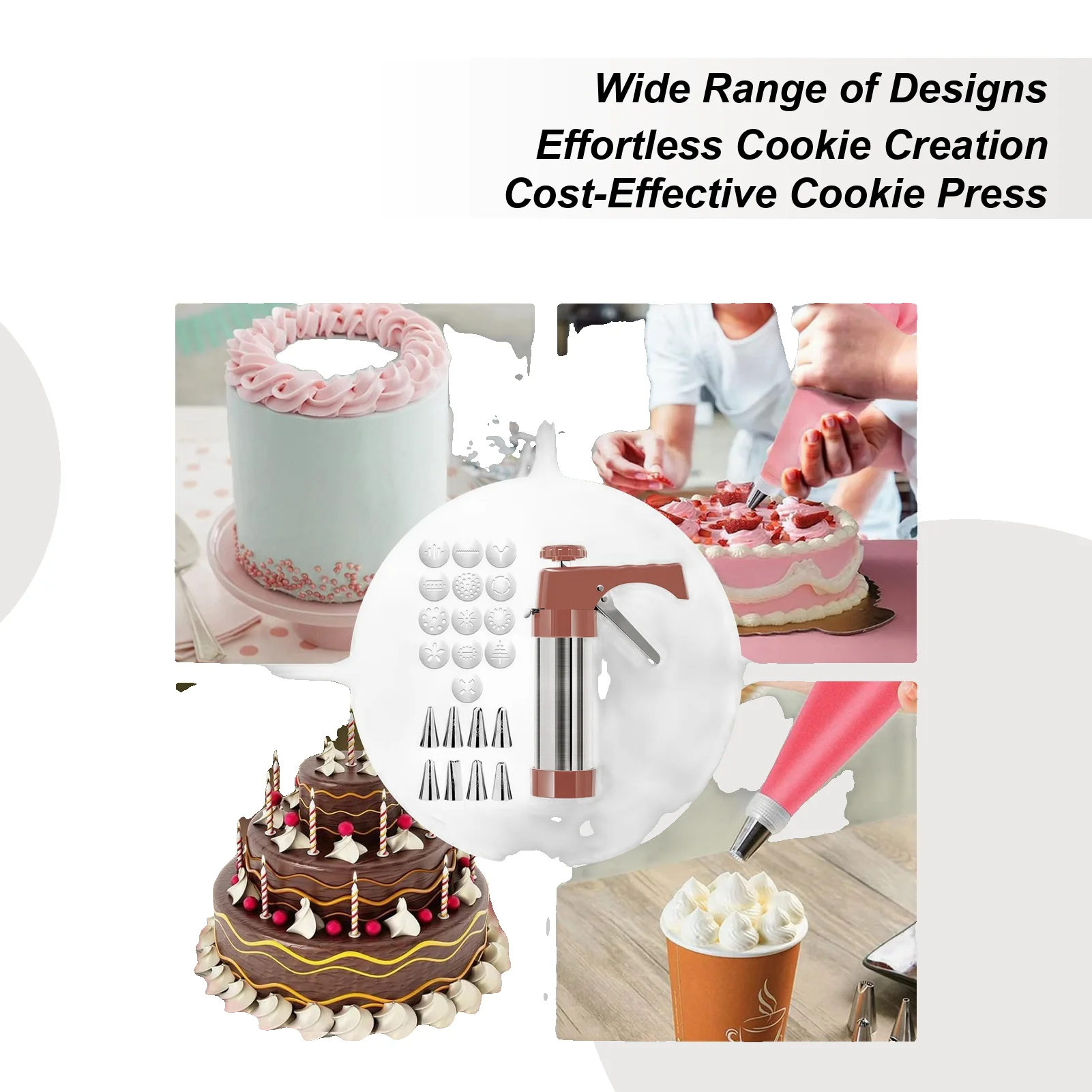 Spritz كوكي الصحافة الفولاذ المقاوم للصدأ أدوات المطبخ الخبز صانع كوكي آلة المطبخ المعجنات الصحافة ل كعكة البيتزيل العجين