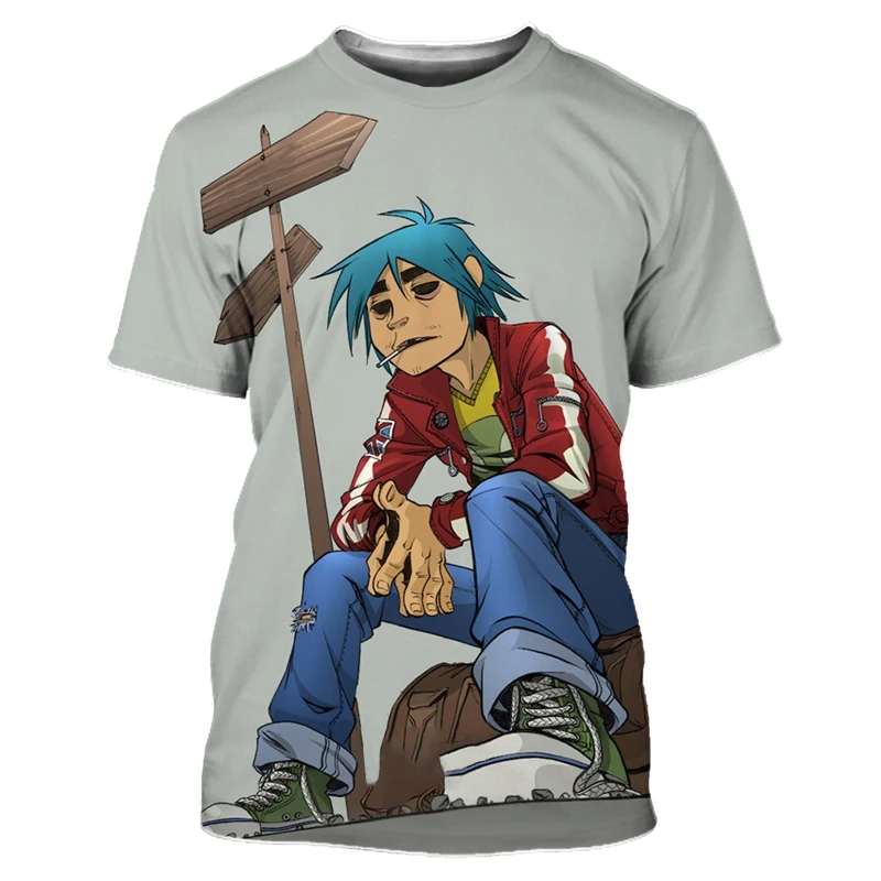 Rock Band Gorillaz T Shirt Child Fashion Oversize T-shirt Kids Hip Hop Tops Unisex Tees Shirt Boy Tshirt Kawaii Camisetas Hombre