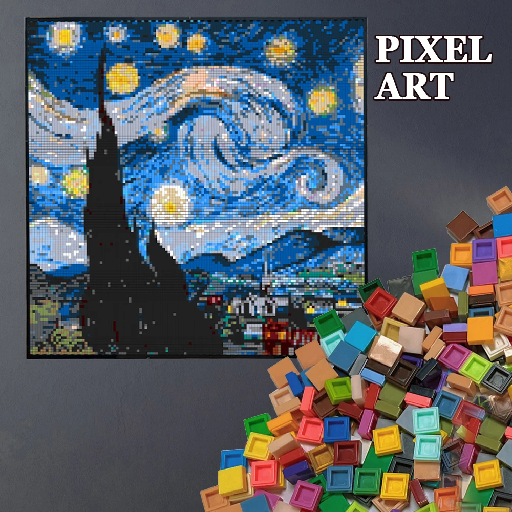 Bulk Buy Tile1x1 Pixel Art Remix Painting 49+ Colors Building Block MOC Parts Brick Mosaic Maker DIY Toys 3070/30039 3400pcs/Lot