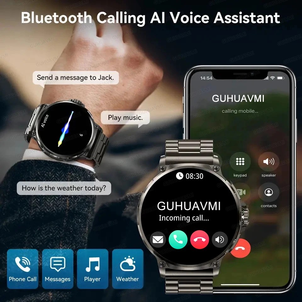 Esercizio di moda GPS Track Smart Watch da uomo Schermo AMOLED Ultra HD da 1,85 pollici Batteria da 710 Mah Chiamata Bluetooth SmartWatch 2025 Nuovo