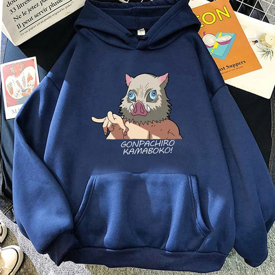 Harajuku Anime Demon Slayer Hashibira Inosuke Graphic Men Woman Hoodies Casual Ample Summer Unisex Clothing Funny Oversize Tops