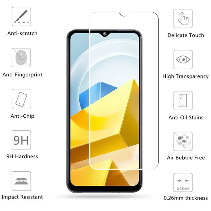 2Pcs Tempered Glass For Poco M5 Glass For Xiaomi Poco M5 Screen Protector Screen Glass Phone Camera Lens Film For Poco M5