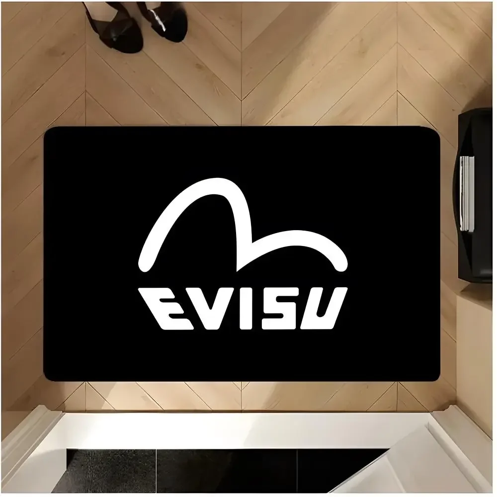Alfombra de suelo de franela lavable antideslizante de la marca japonesa de ropa urbana de mezclilla E-EVISU, alfombra absorbente de agua para interiores