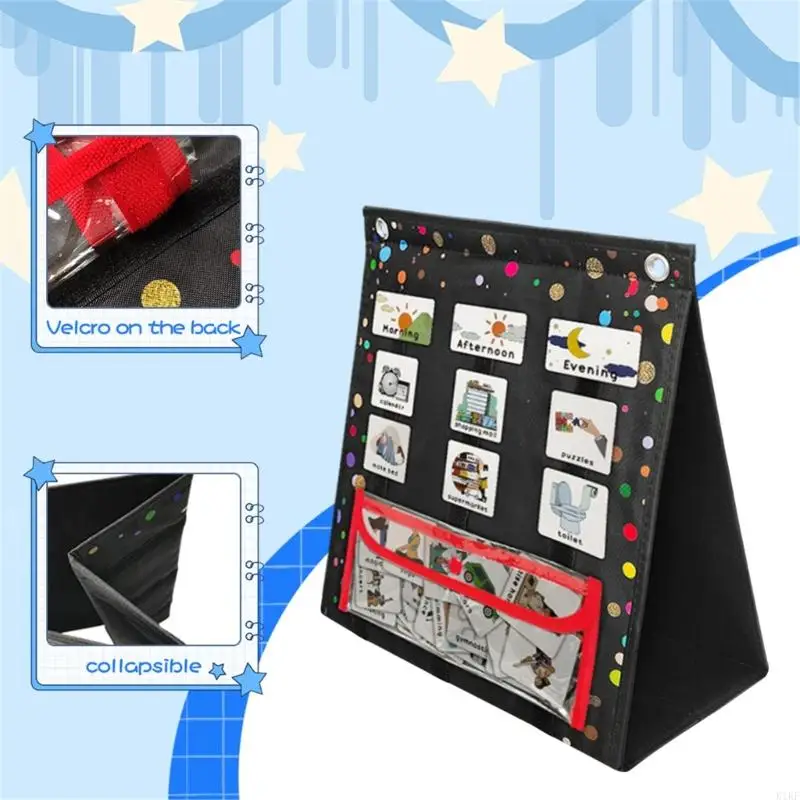 الجدول اليومي Pocket Charts الرسم البياني الروتيني اليومي مع 63 بطاقات الرسم البياني جيب في الكلام واللغة K1KF