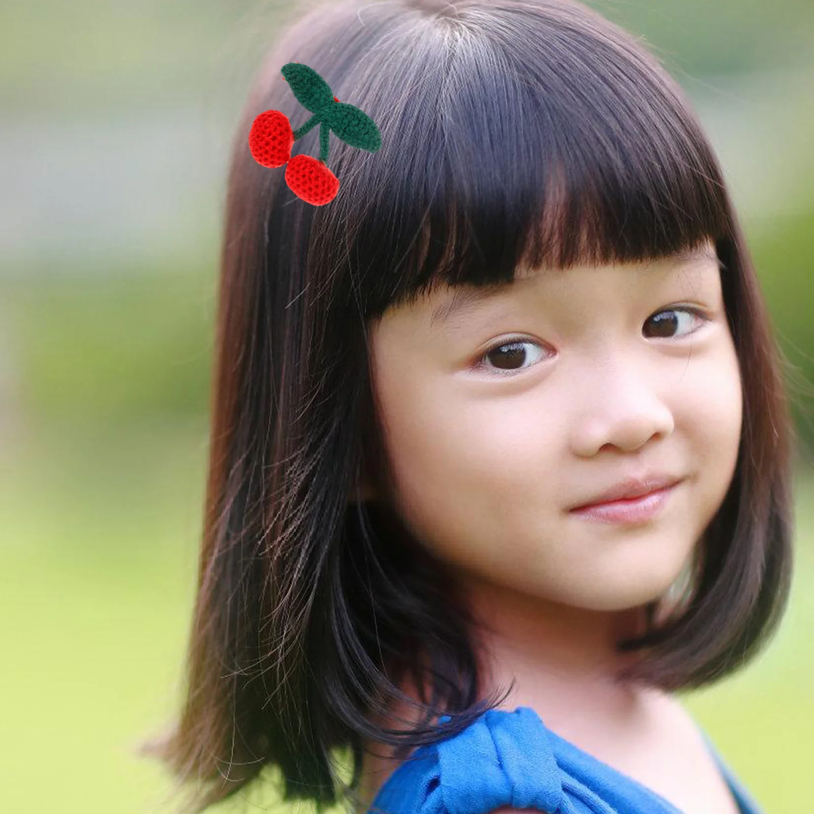 

2 pcs Cherry Hair Clips Crochet Red Yarn Knitted Girl Baby Accessories Decorative Safe Comfortable Party Birthday Gift for Kids