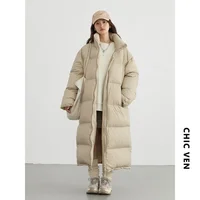CHIC VEN Fashion Women Down Coats Long Thick Warm Down Jackets Overcoat White Duck Down Loose Casual Jacket Autumn Winter 2026 6