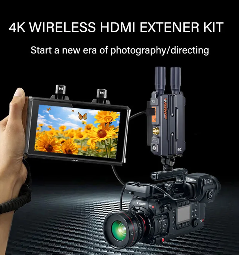 Penerima pemancar nirkabel HDMI 4K, kit ekstender nirkabel port SDI untuk kamera Laptop PC proyektor ke TV