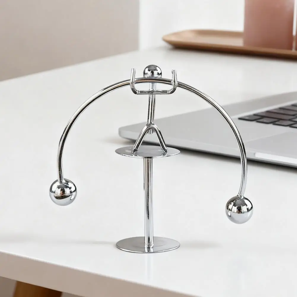 Balance Man Ornament Vintage Desk Toy Mini Balancing Iron Men Toy Helicopter Weightlifter Bar Guitar Man Physics Balance Tumbler