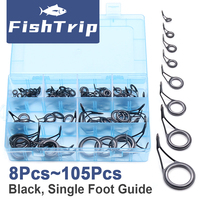 FishTrip Single Foot Fishing Rod Guides Repair Kit 8~105Pcs High Quality Stainless Steel Frame Ceramic Ring for Rod Building