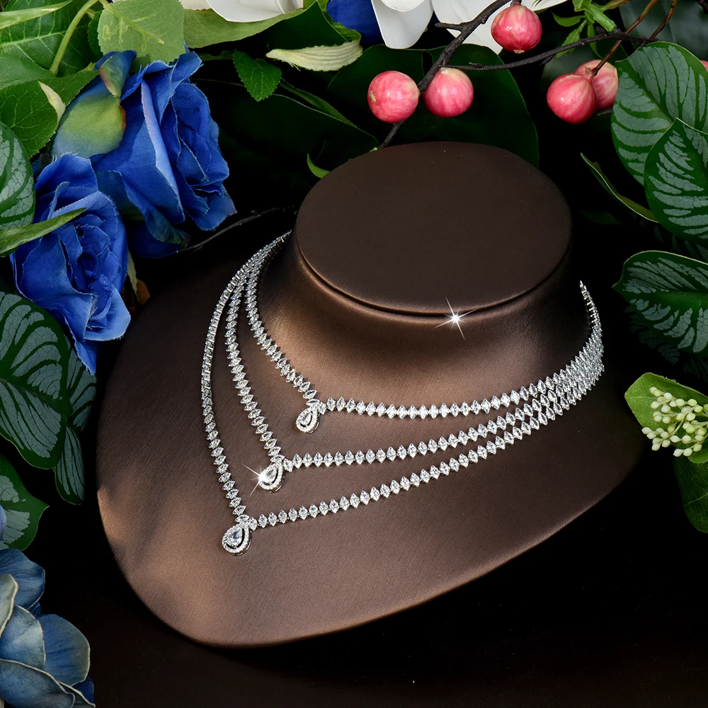 4 Pieces Light Luxury Floral Elegant Jewellery Necklace Earrings Ring Bracelet Set Wedding Party Prom Saudi Women's Dress M-546