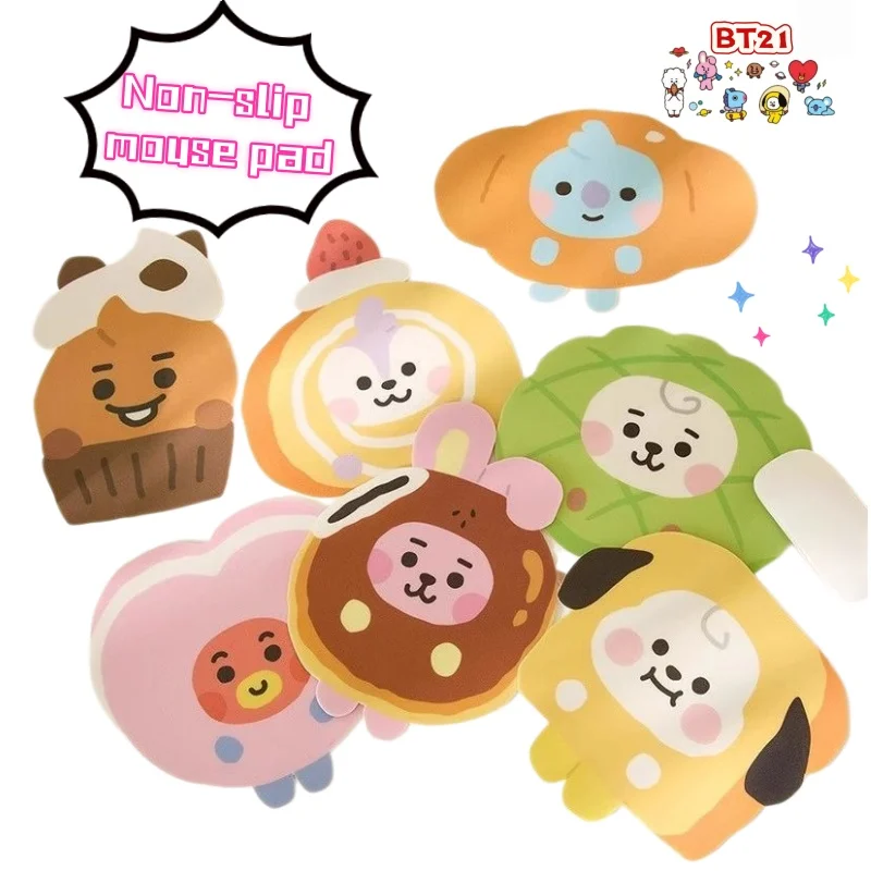 Novo Mouse Pad Kawaii BT21 Koya RJ Shooky Mang Chimmy Tata Cooky, Criativo e Personalizado, Antiderrapante para Escritório e Computador
