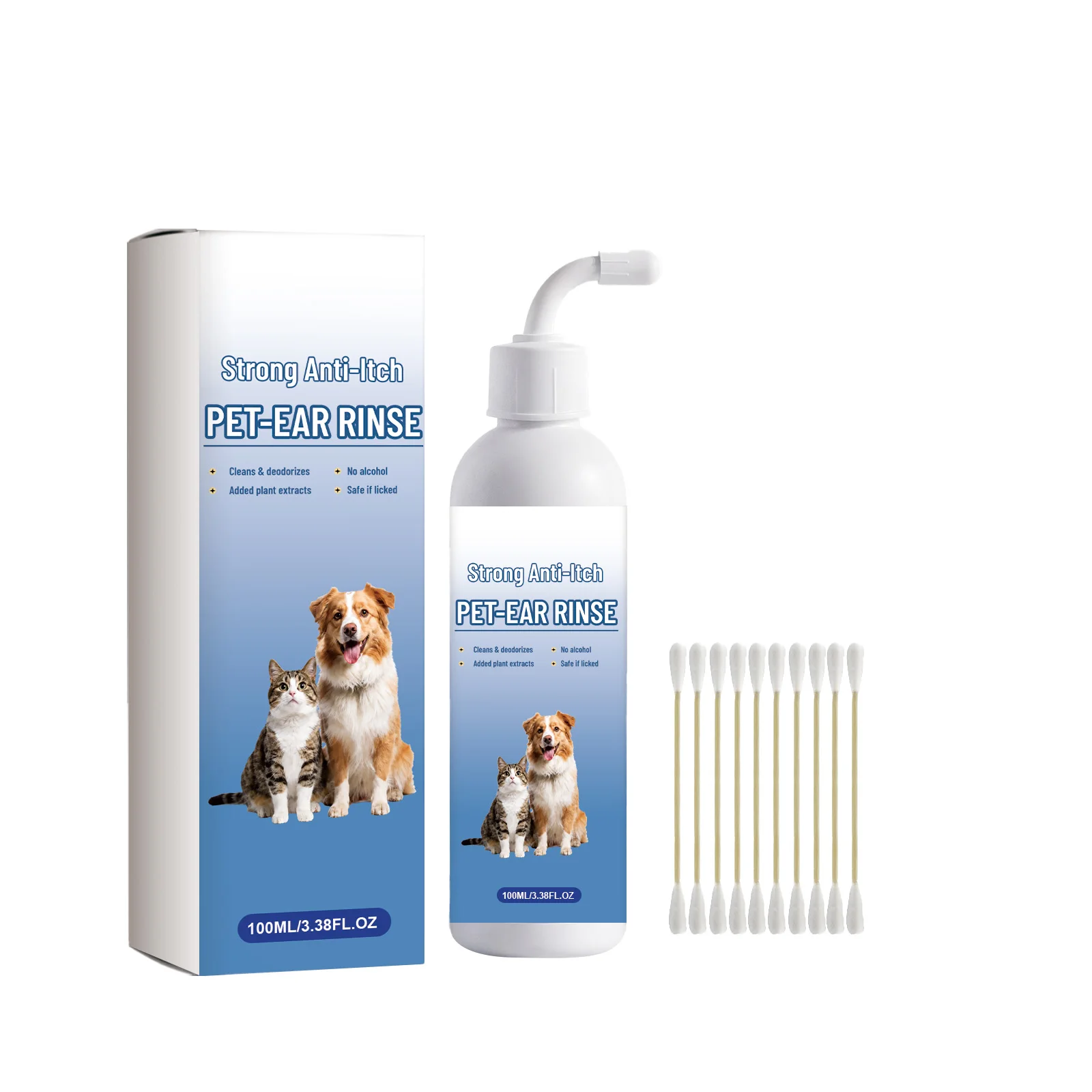 Pet Ear Cleaner Anti Infection Control Mite Tick Avoid Deafness Removes Ear Stain Odor Remover Relieve Itching Pet Ear Care Kit