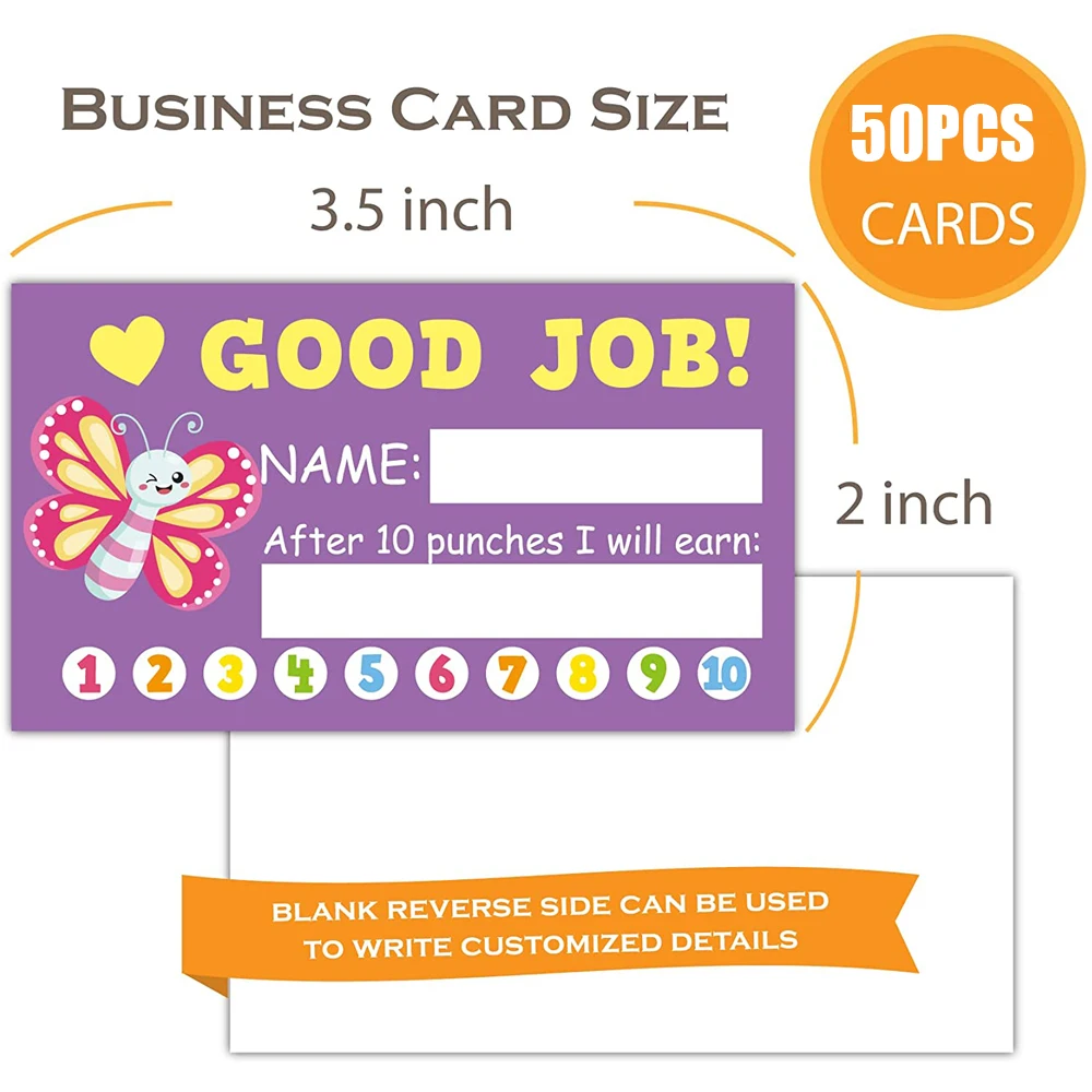 10-50 Pcs Behavior Punch Cards for Kids Reward Chart Loyalty Classroom Motivational Students Teachers Business 14 Styles Animal