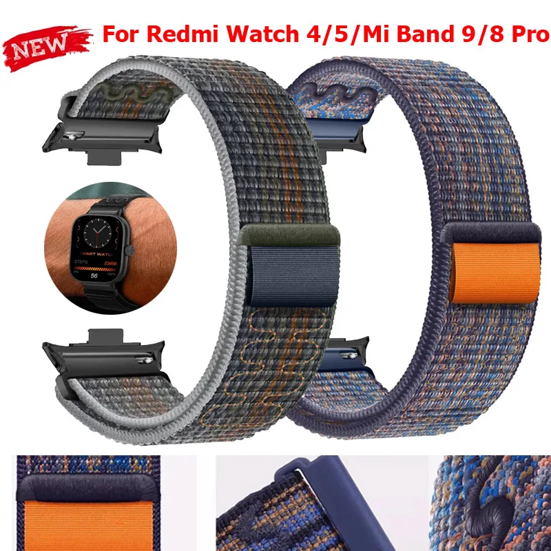 Stickerei Nylon Schleife Für Xiaomi Redmi Uhr 4/5 Atmungsaktive Strap Armband Smartwatch Sport Gürtel Für Xiaomi Mi Band 9Pro/8 Pro