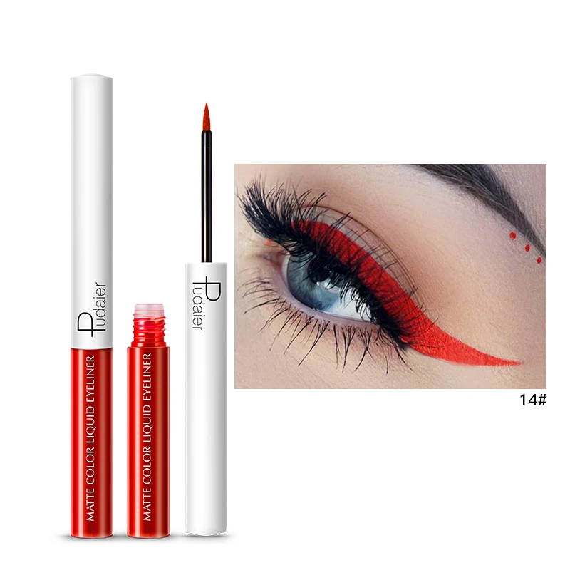 Pudaier Matte Liquid Eyeliner Waterproof Long-lasting Pigment Green Red Color Sexy Eye Liner Party Beauty Cosmetic 15 Colors