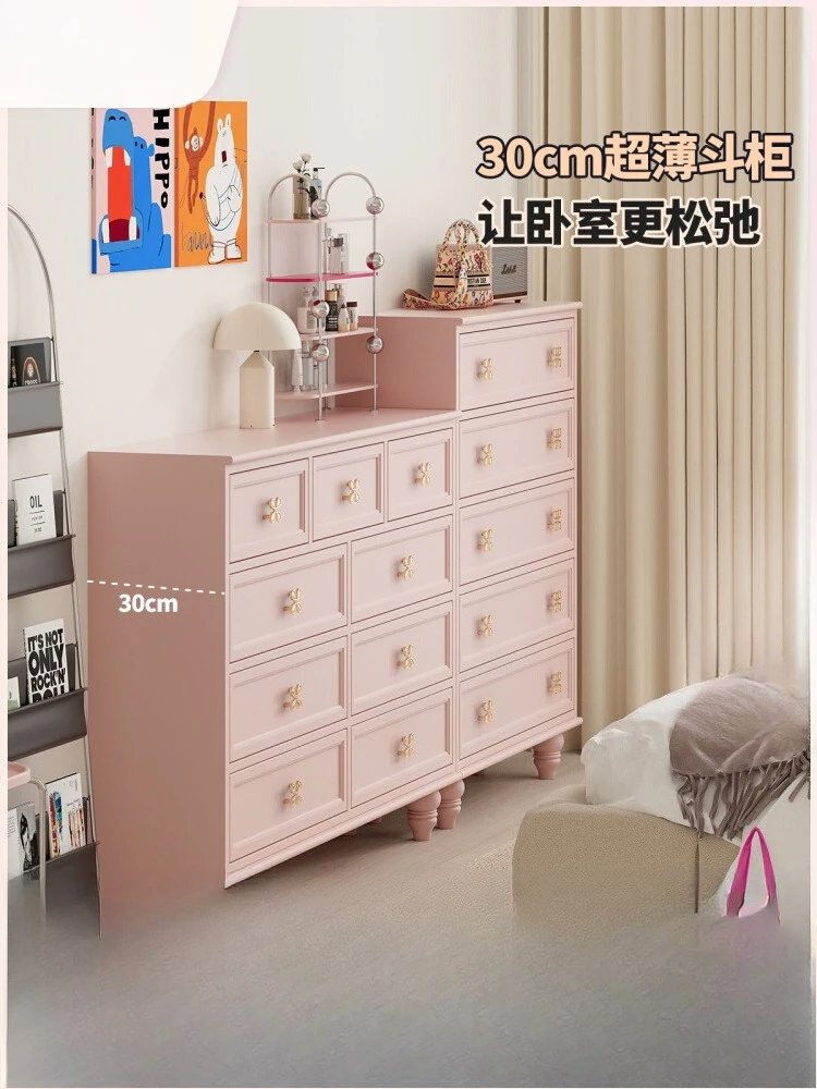 

30Cm French light luxury nine chest cabinet solid wood bedroom bedside cabinet living room combination