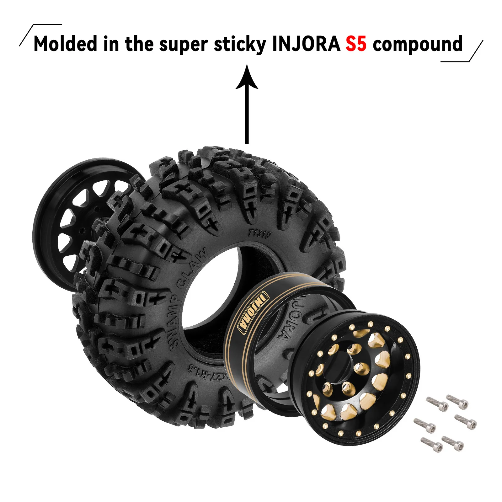 Neumáticos INJORA S5 Swamp Claw 1.3″ – 70x27mm Para Coches Crawler TRX4M Y SCX24