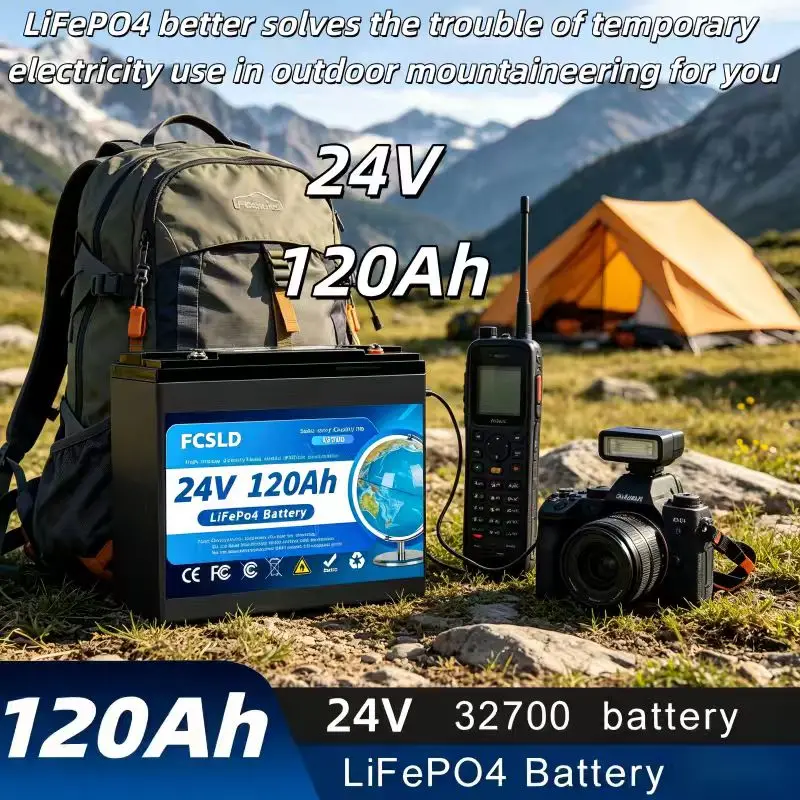 

24V LiFePO4 energy storage battery with 200A BMS, emergency reserve power for home blackout and common small home appliances.