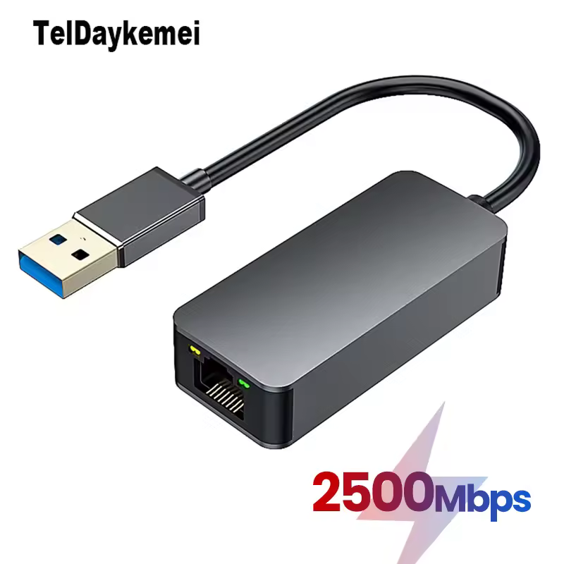 USB 3.0 Type-C Ethernet — RJ45 2.5G проводной адаптер-конвертер для Windows 7/8/10, MAC, ПК и ноутбуков.