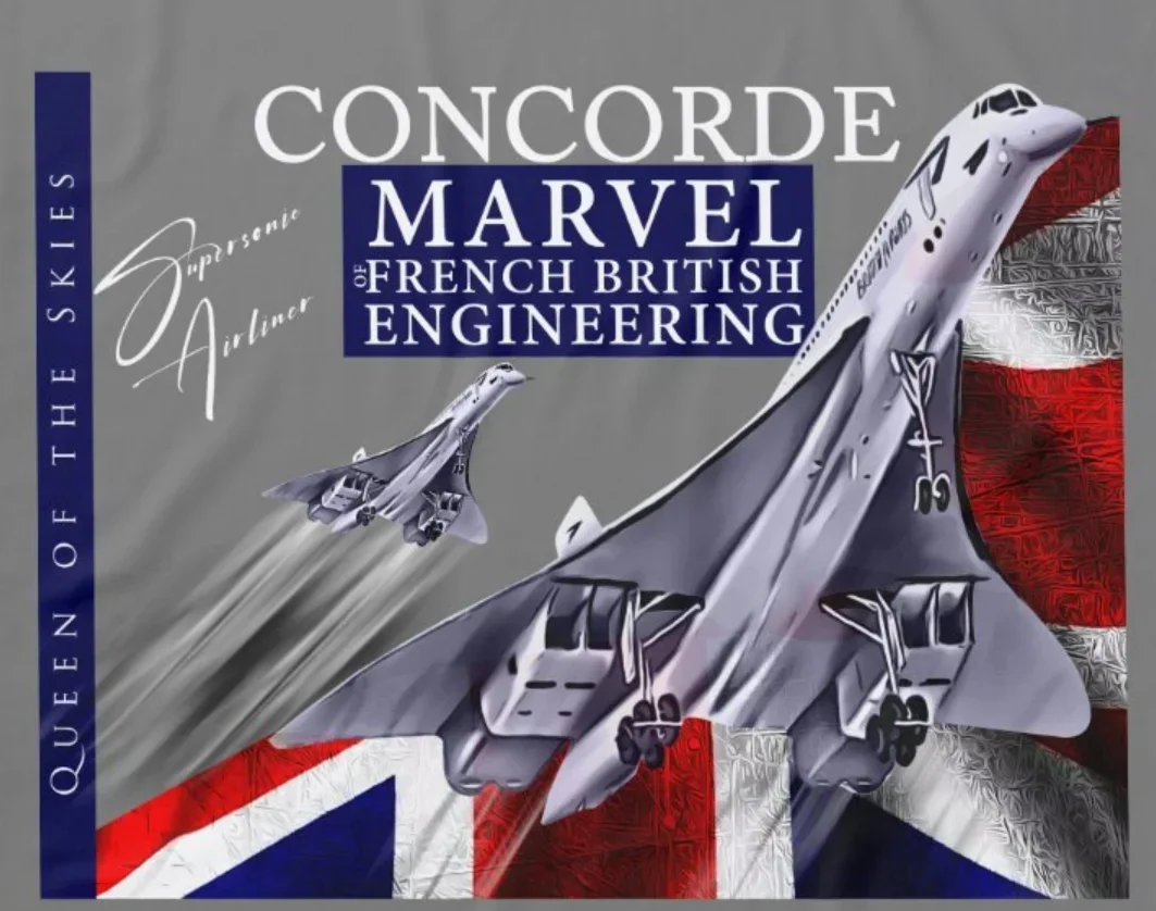 Franco-British Concorde Supersonic Airliner Aviation T-Shirt 100% Cotton O-Neck Short Sleeve Casual Mens T-shirt Size S-3XL