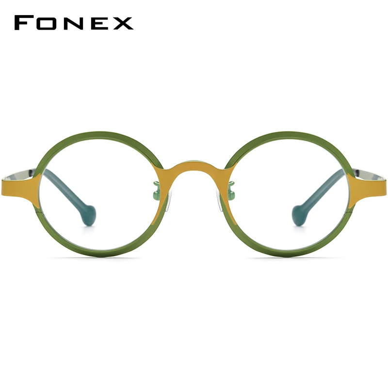 FONEX Titanium Eyeglasses Frame Women Fashion Brand Design Round Glasses Men High-Quality Ultralight Japanese Eyewear 85771