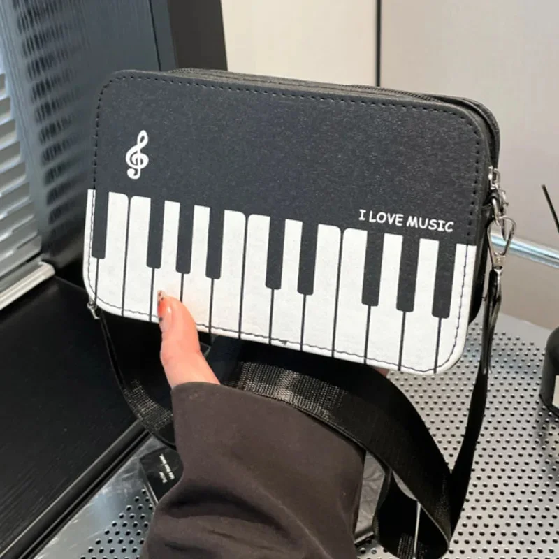 Funny Backpacks Piano Note Contrasting Colors Fashionable Girl Sweet Personal Diagonal Cross Shoulder Bag Small Square Bag New
