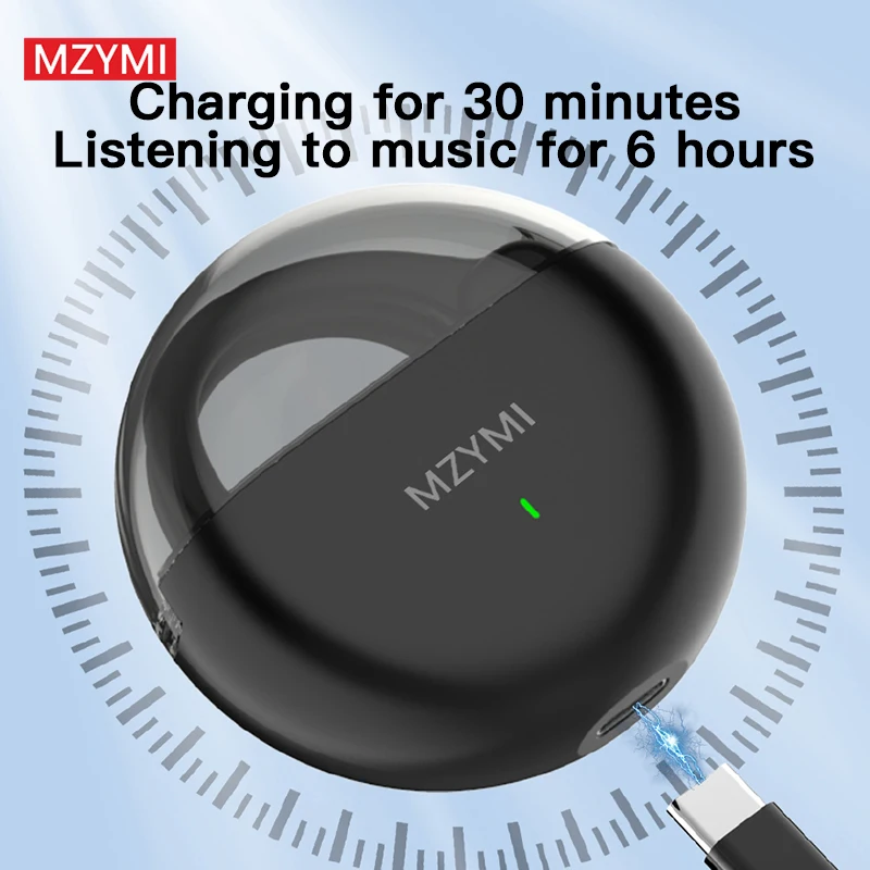 MZYMI TWS 블루투스 5.3 이어폰, 소음 감소, 오픈 이어, G122 무선 이어버드, 이어후크, 스테레오 사운드 헤드셋
