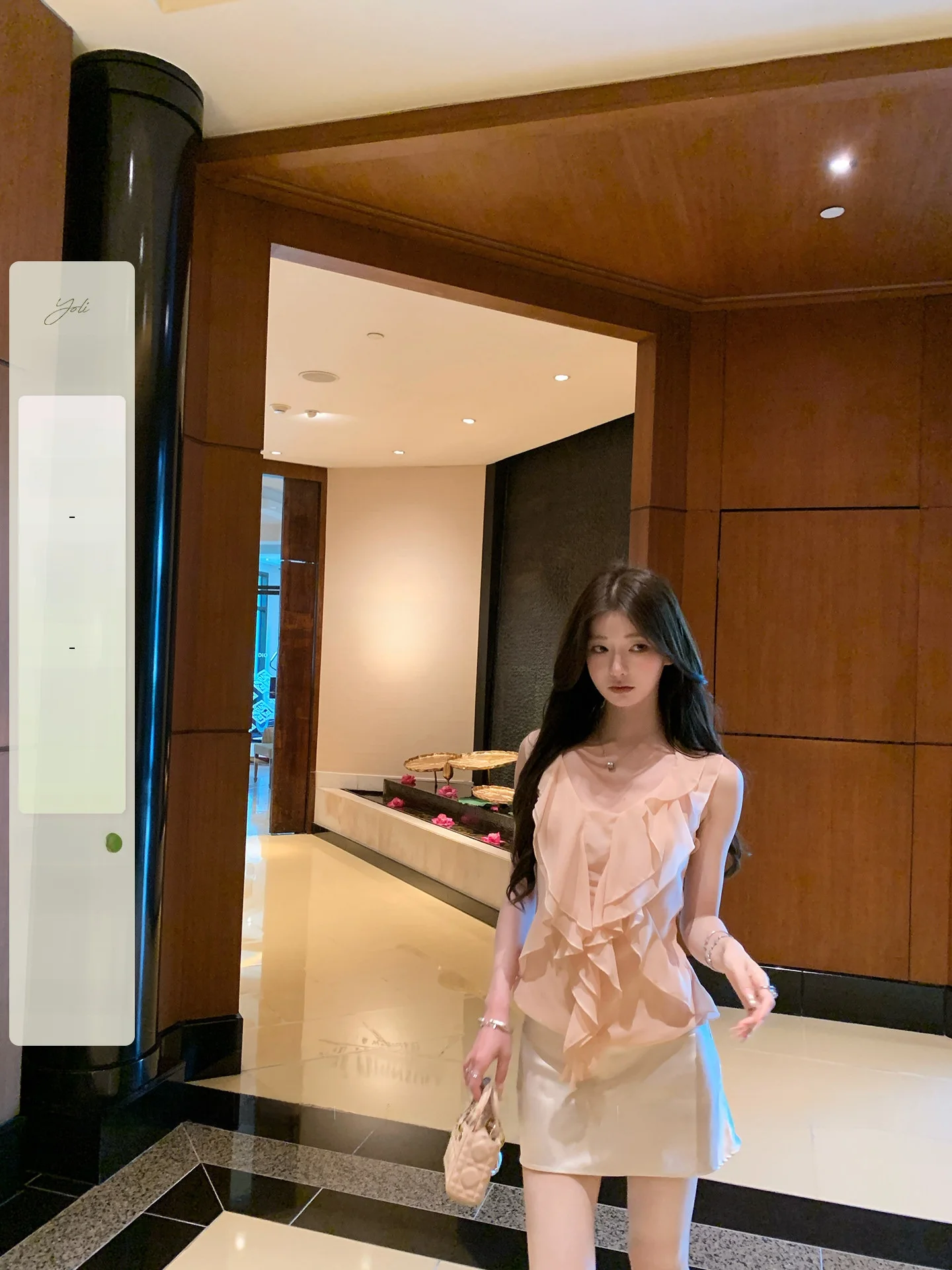 

YOLI Yang You Li: Элегантная женская блузка из полиэстера с V-образным вырезом, легкая, розовая, с кружевной отделкой, для повседневной носки, стройнящая фигуру