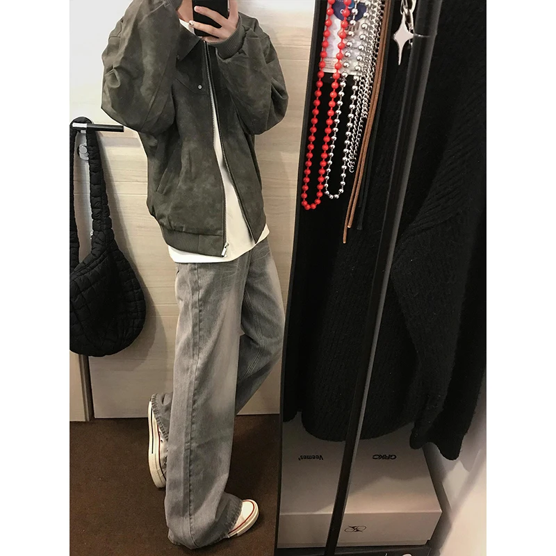 

Retro American ort Leather Jaet Men's High-End Cool Haome Work Pilot Jaet Spring Autumn Couple's Baseball orm