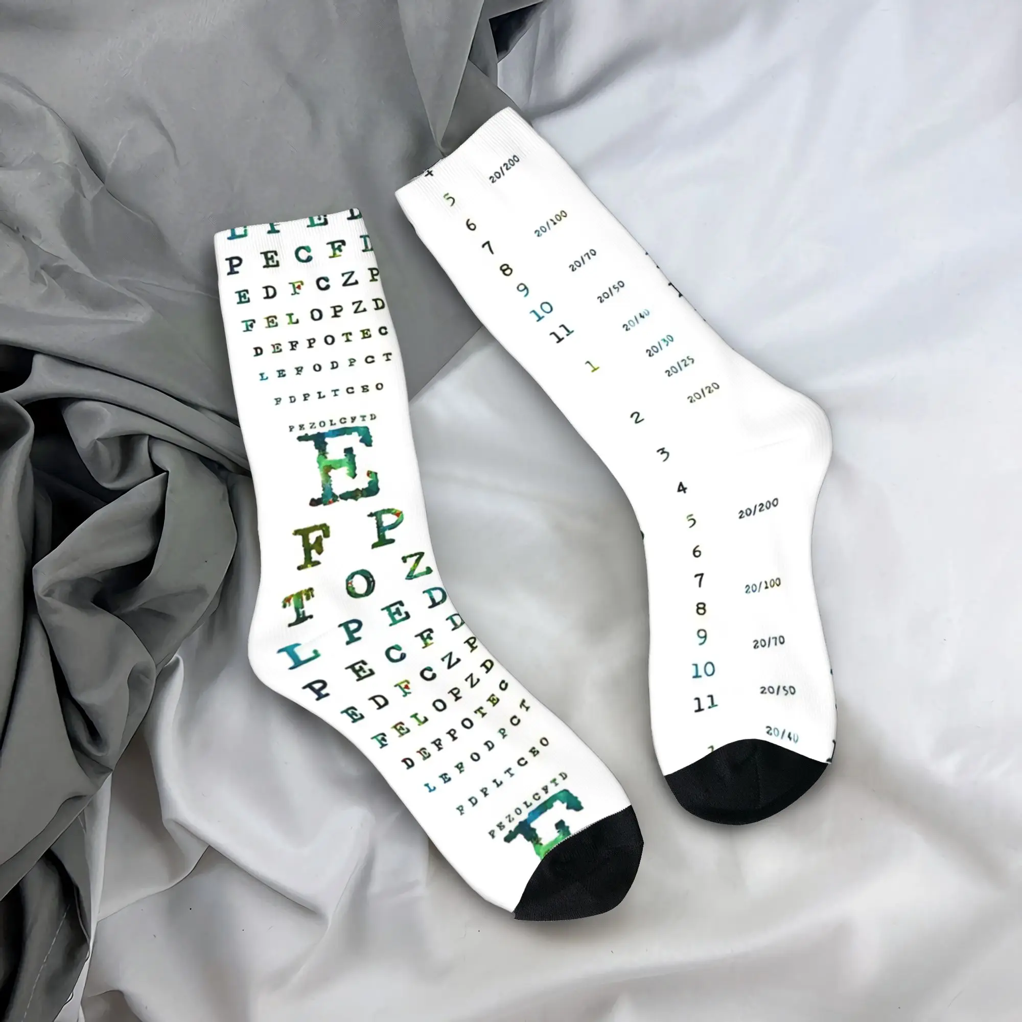 Old Typewriter Eye Chart Diagram Optotype Visual Acuity Stockings  Graphic Kawaii Socks Winter Anti Skid Socks Men Socks