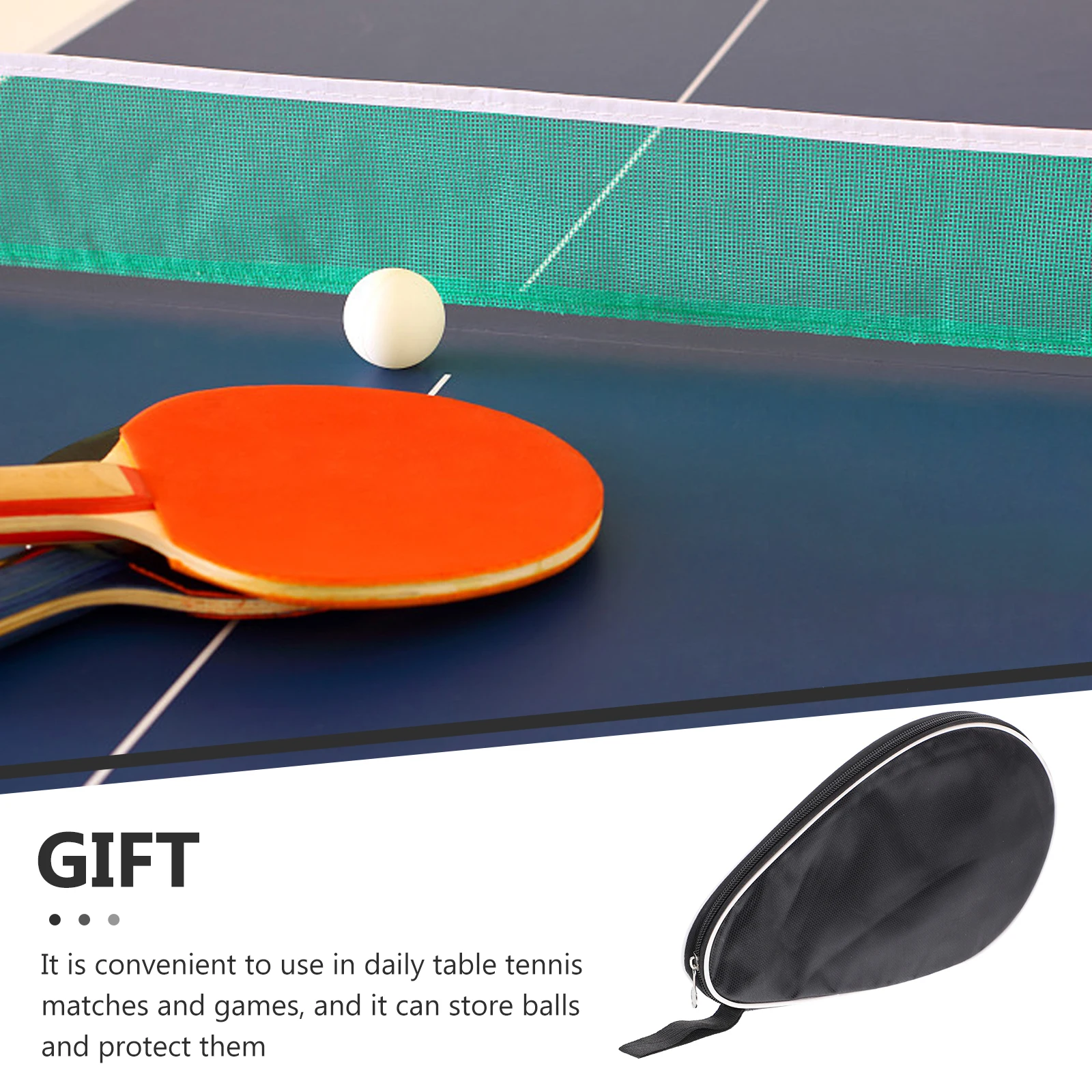 

Table Tennis Racket Bag Storage Case Black Half Circle Oxford Cloth Water Resistant Reusable Bat Case Protective Fixed Practical