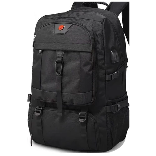 Imagen 2 del producto Mochila de viaje grande de 50L y 80L para hombre, compartimento para zapatos separado, bolsa de negocios para deportes al aire libre, mochilas de almacenamiento negras impermeables para hombre