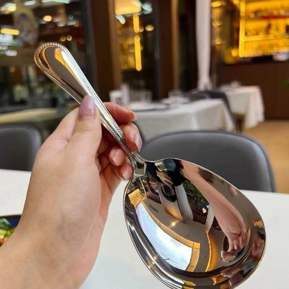 iGAJhPfw 316 stainless steel deep serving spoon public spoon hotel long handle large serving shovel