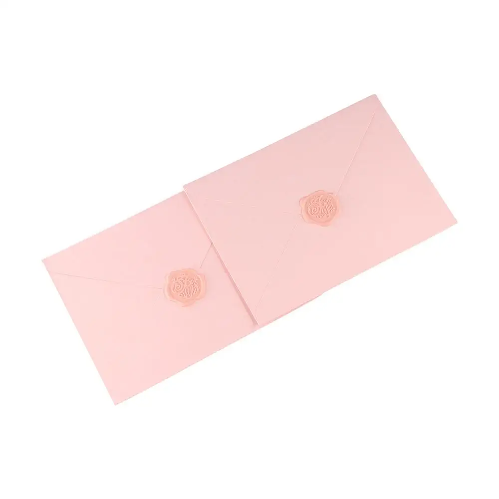 Romantic Pink Envelope Set Fire Paint Prints Paper Postcard Invitation Cards Wax Seals Birthday Card Blessing Thank Envelope